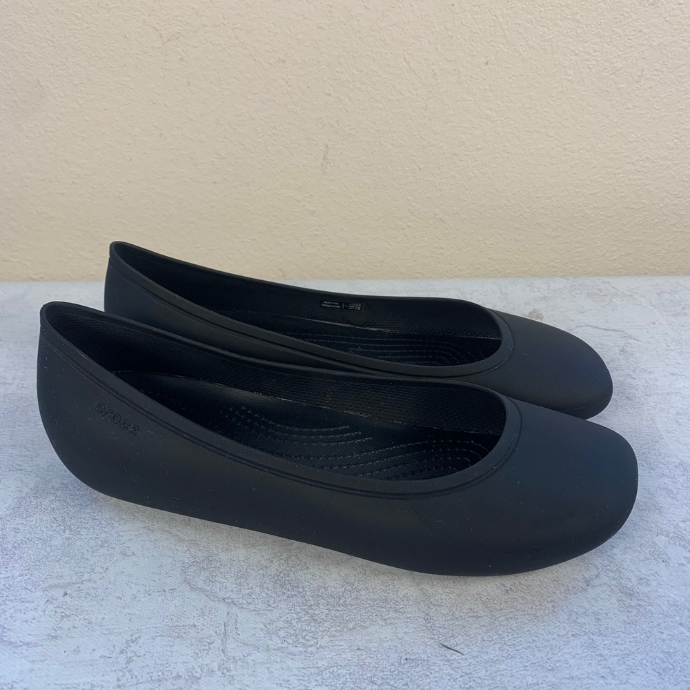 Crocs Size 9 Kadee Flat Black Ballerina Comfort Slip On Shoes